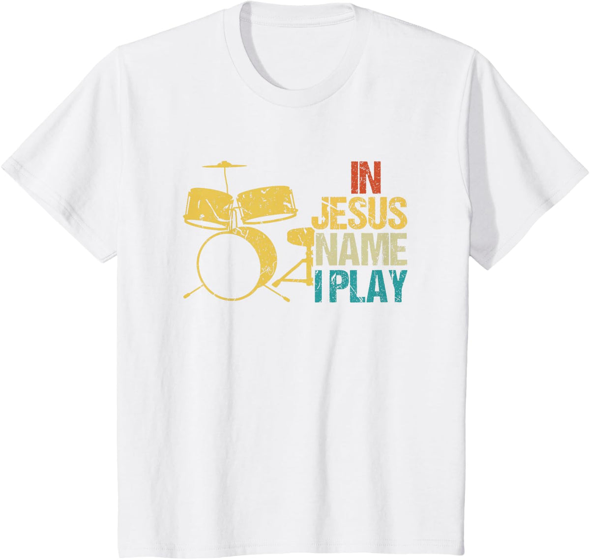 In Jesus Name I Play for Drums Christian Music Lover Gift T-Shirt - White