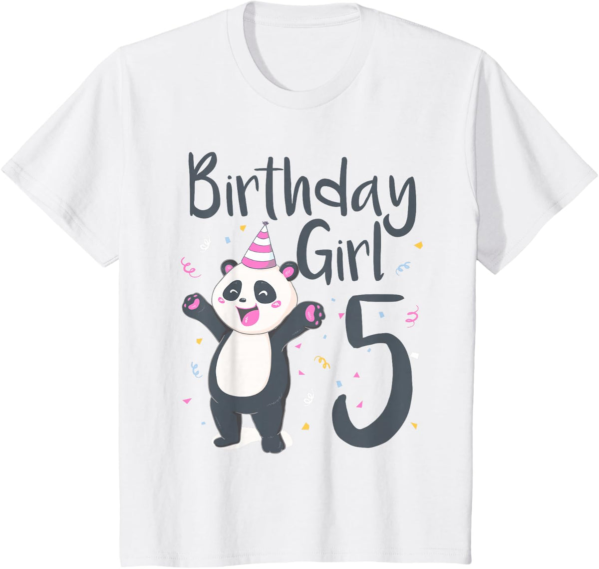 Kids 5 Year Old Panda Birthday Girl Cute Girls 5th Party Gift T-Shirt - White