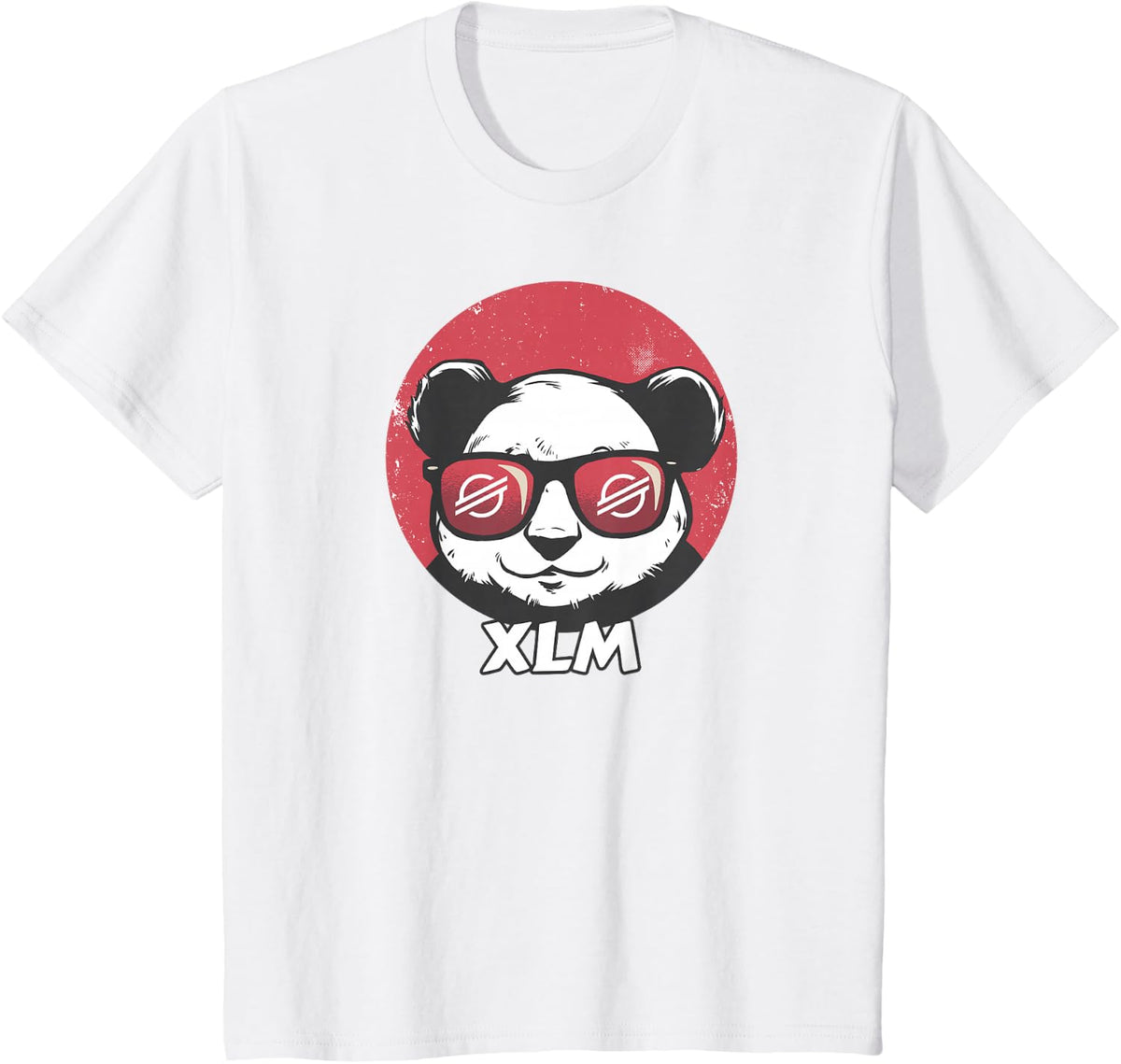 Stellar XLM Cute Crypto Panda Sun Glasses Retro Tee Bitcoin Shirt T-Shirt - White