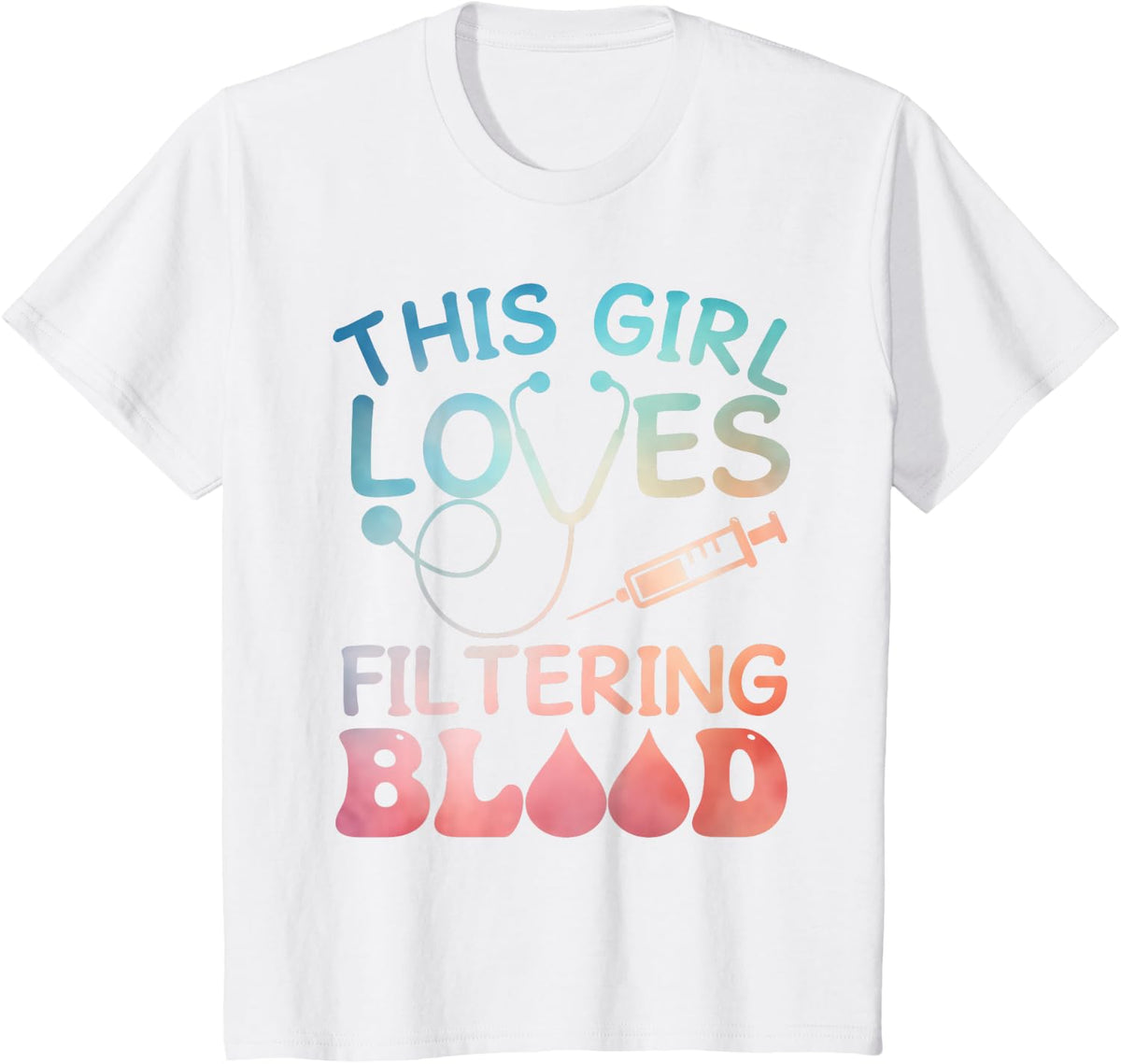 Funny Dialysis Nurse Art Girls Women Nephrology Nurse Week T-Shirt - White