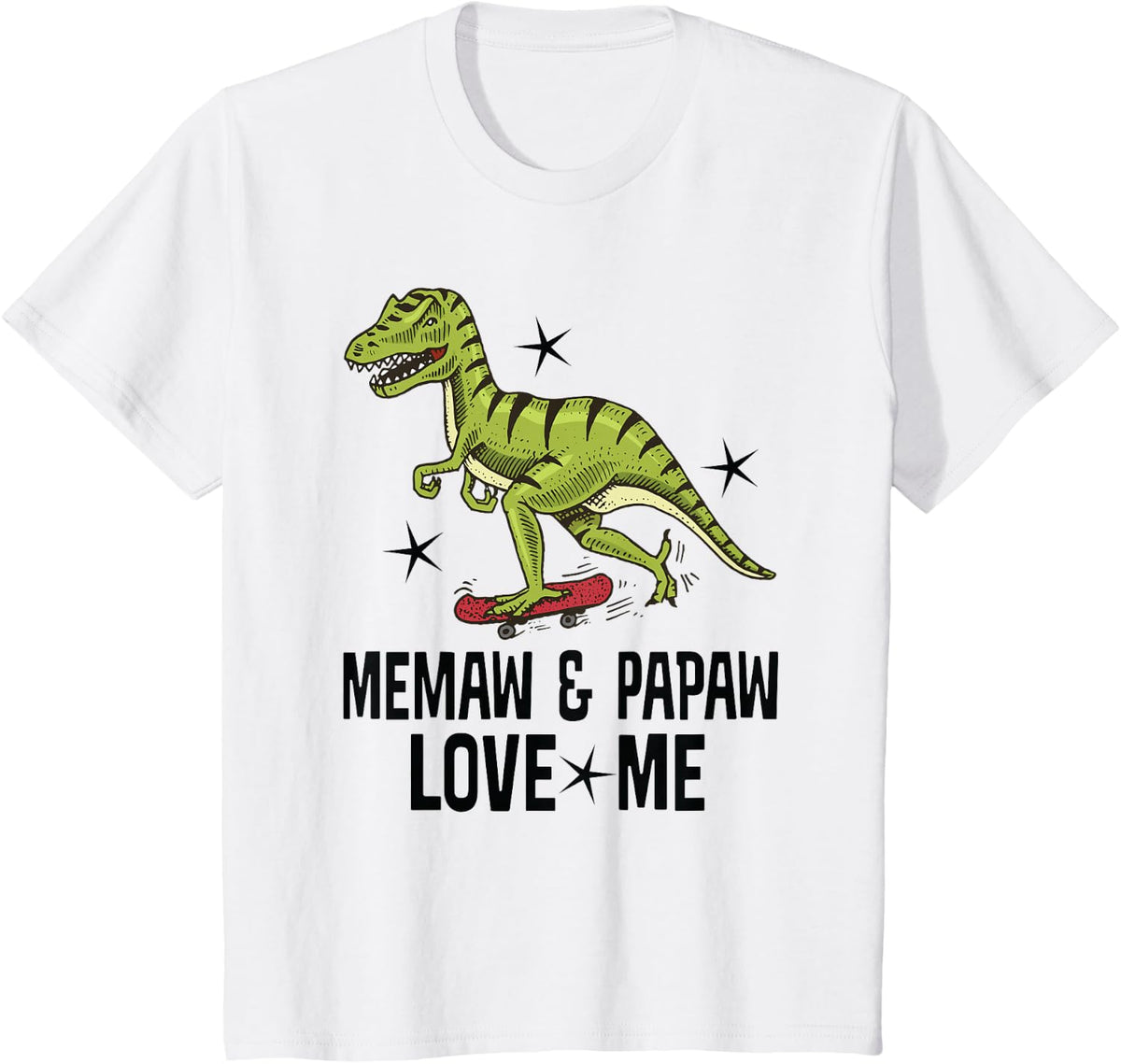 Memaw and Papaw Love Me Grandson Dinosaur T-Shirt - White