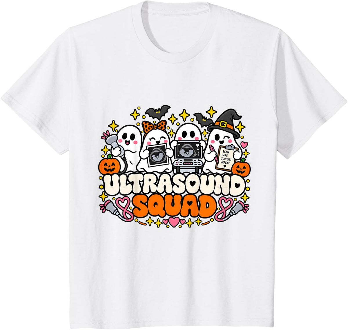 Ultrasound Tech Cardiac Sonographer Halloween Sonography T-Shirt - White