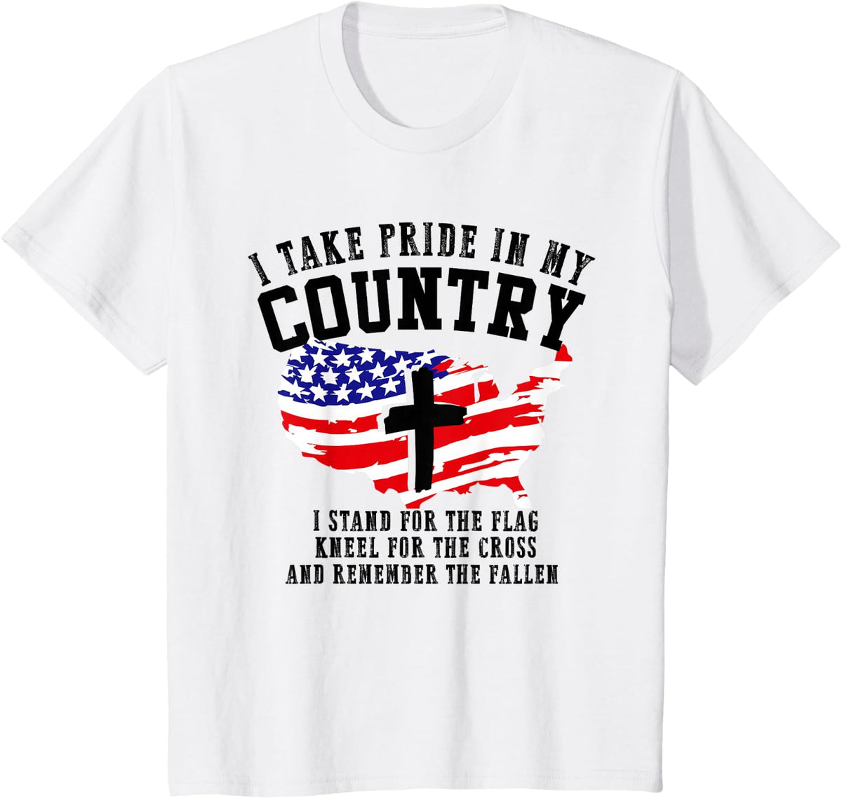 Stand for the flag Kneel for the cross 4th of July American T-Shirt - White