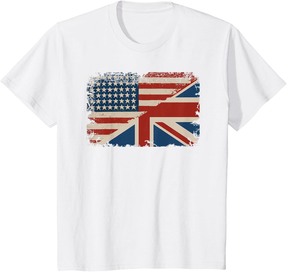 British American Flag Great Britain Union Jack T-Shirt - White