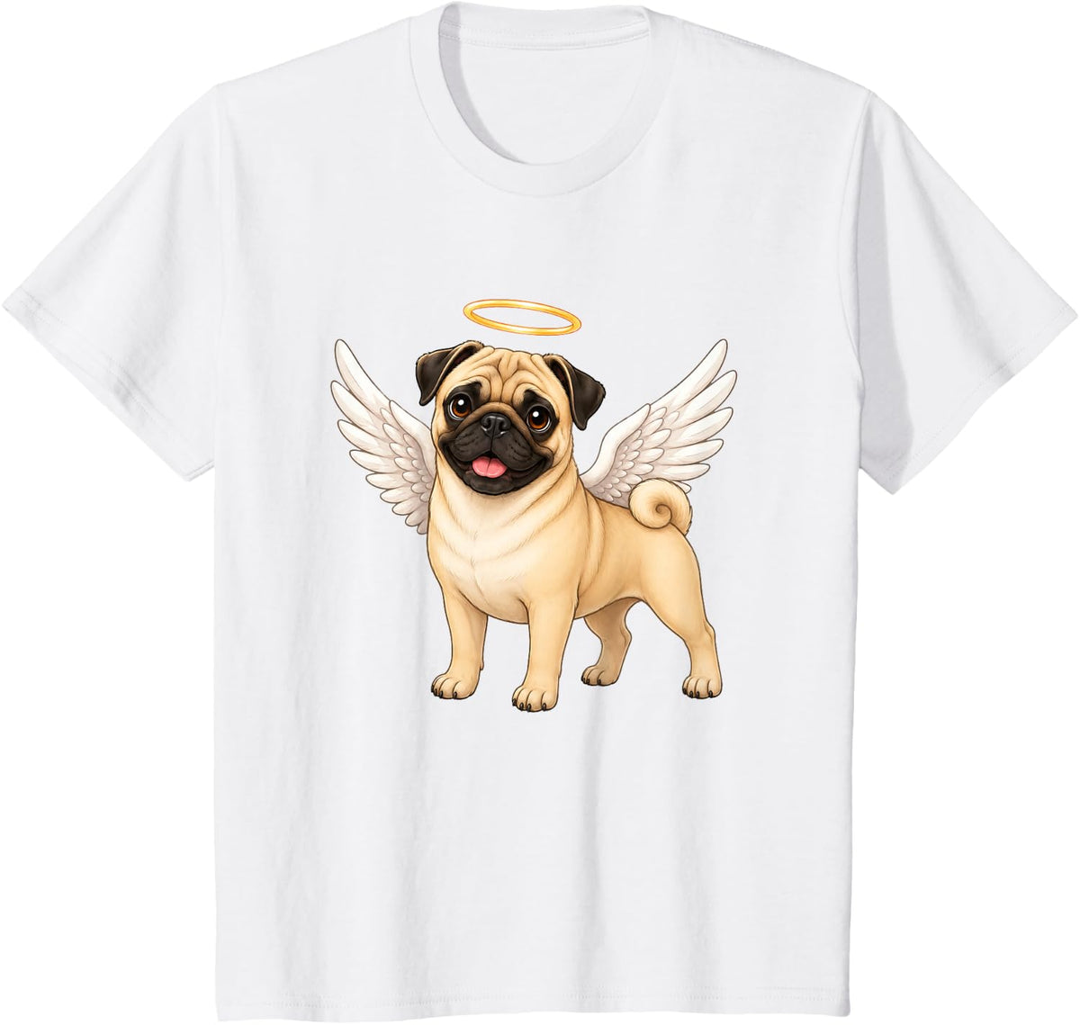 Cute Pug Angel with Wings Dog Lover Design T-Shirt - White