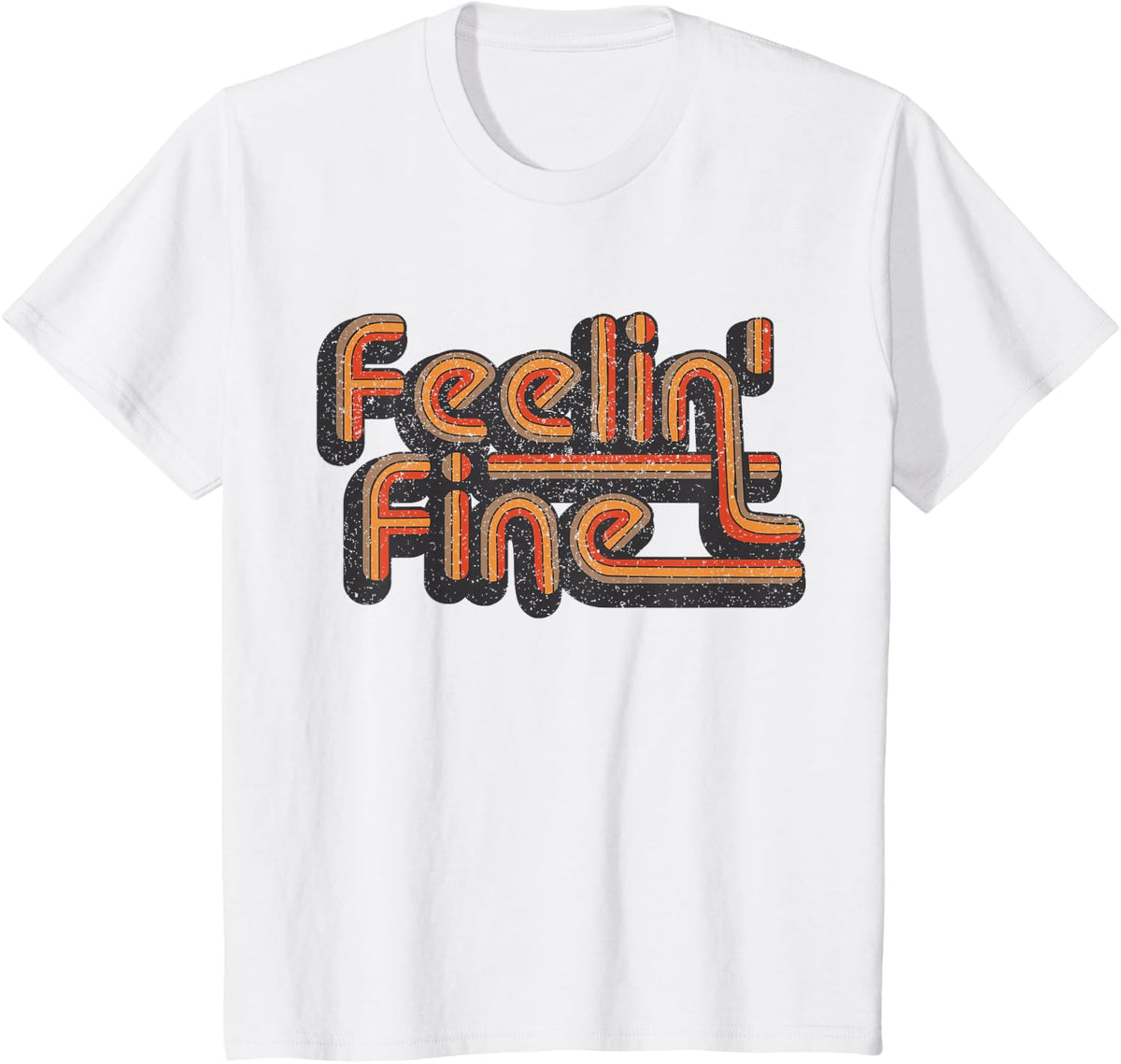 Feelin' Fine 70s Vintage Retro T-Shirt Groovy Feeling Tee T-Shirt - White