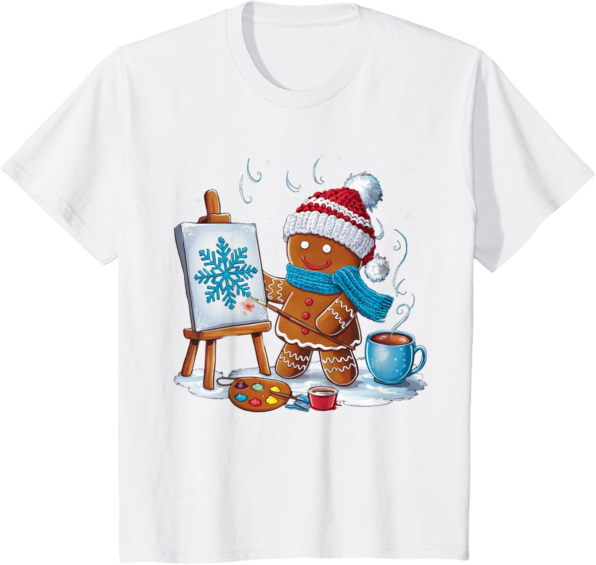 Artist Gingerbread Painter Art Teacher Student Christmas T-Shirt - White