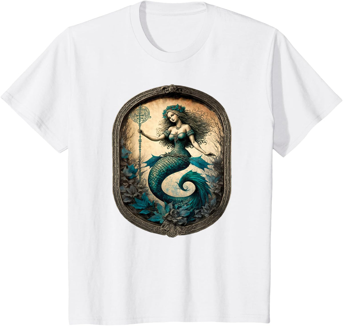Gothic Mermaid Dark Mystical Fantasy Grunge Fairycore T-Shirt - White