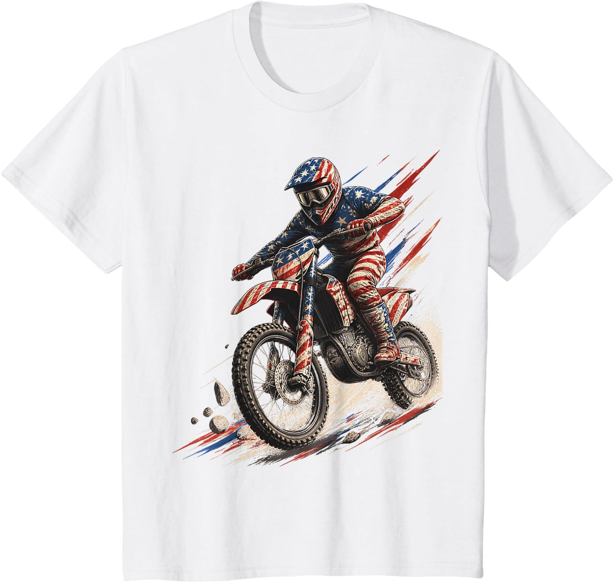 American Dirt Bike Racing Enduro Off Road Motorcycle T-Shirt - White