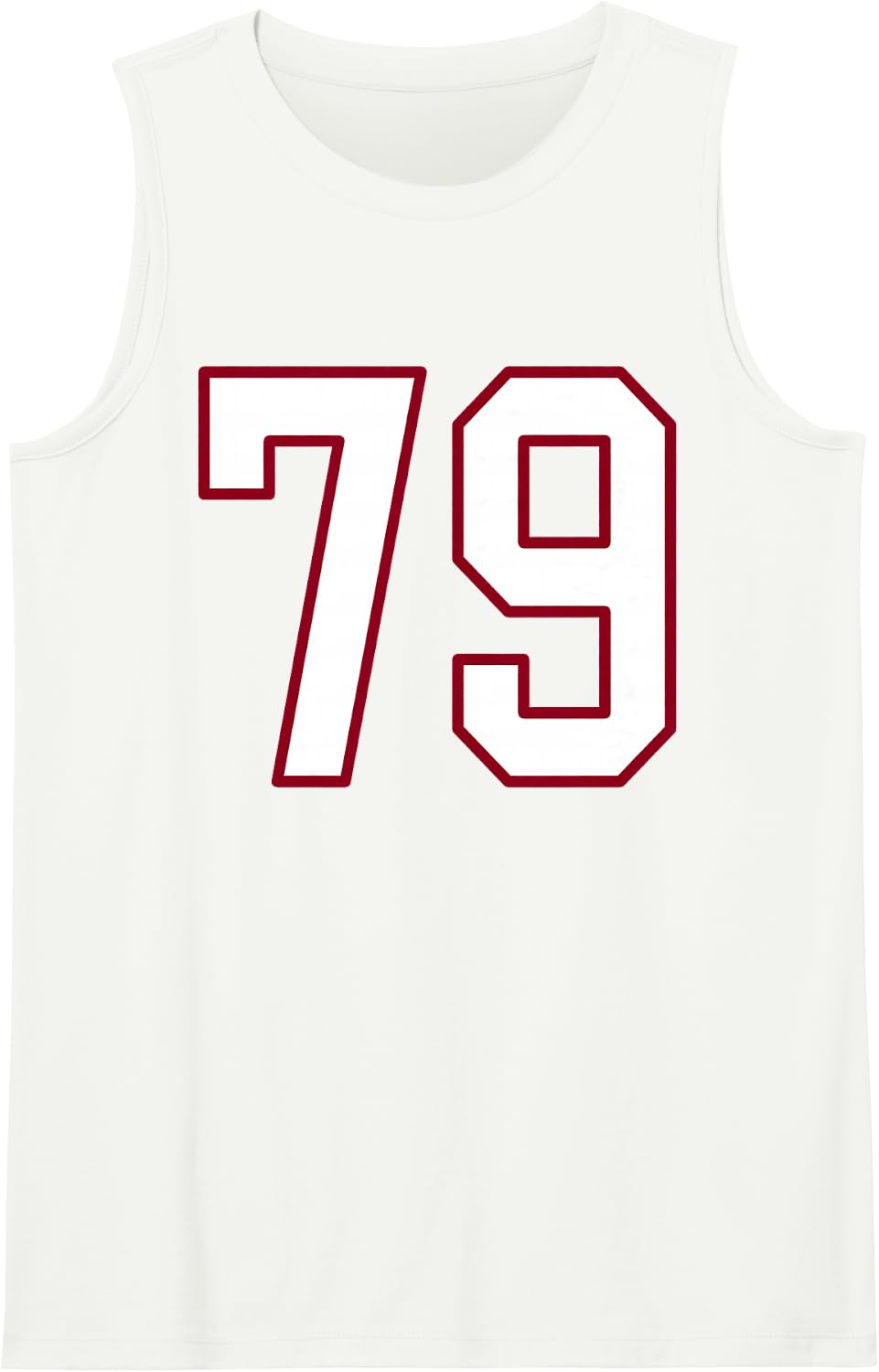 Maroon and White Number 79 Jersey Player Uniform #79 Sleeveless Tank Top - White
