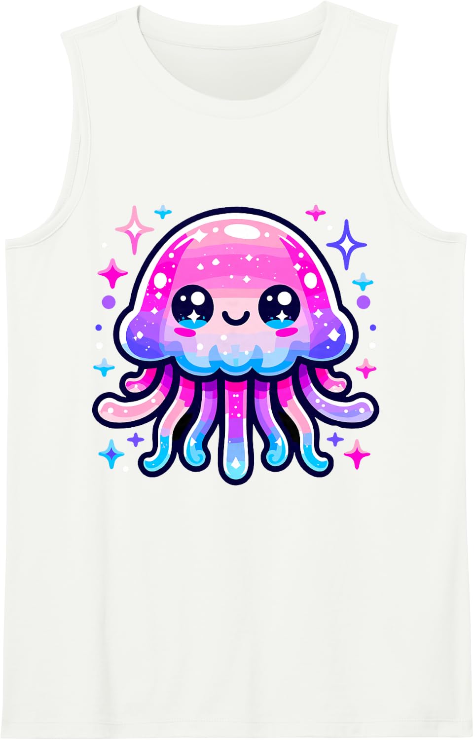 Cute Jellyfish Kawaii Sleeveless Tank Top - White