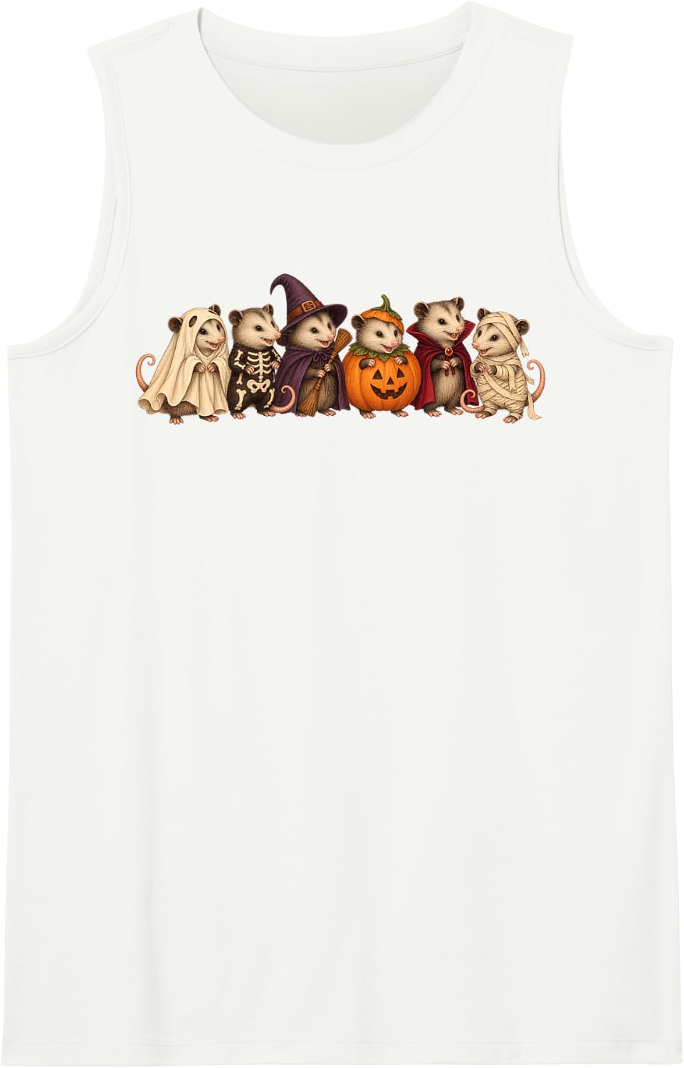 Cute Opossum Possum Halloween Sleeveless Tank Top - White