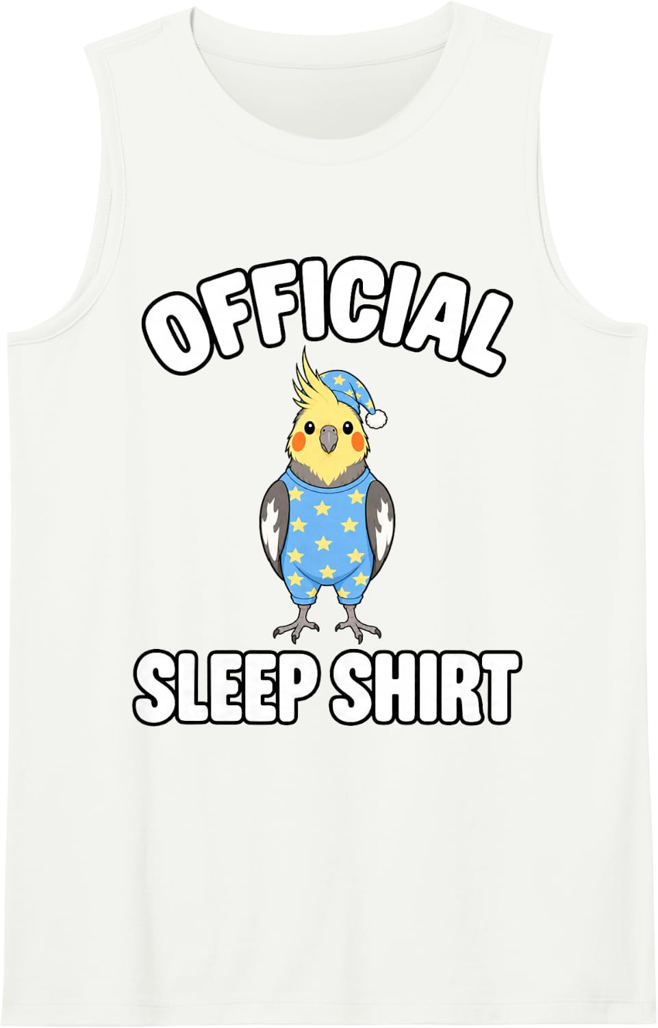Cockatiel Sleeping in Pajamas Official Sleepshirt Cute Sleeveless Tank Top - White