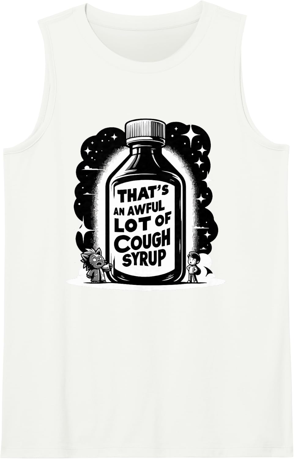 Awful Lot Cough Syrup Funny Sarcastic Sleeveless Tank Top - White