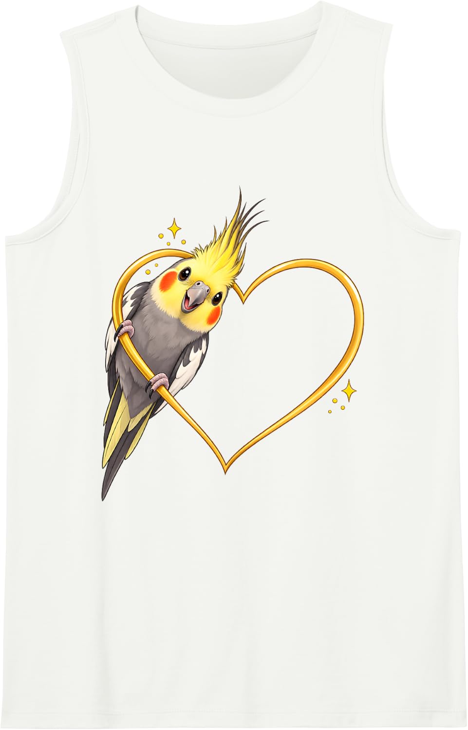 Cockatiel Owner Heart Shape Bird Valentines Sleeveless Tank Top - White