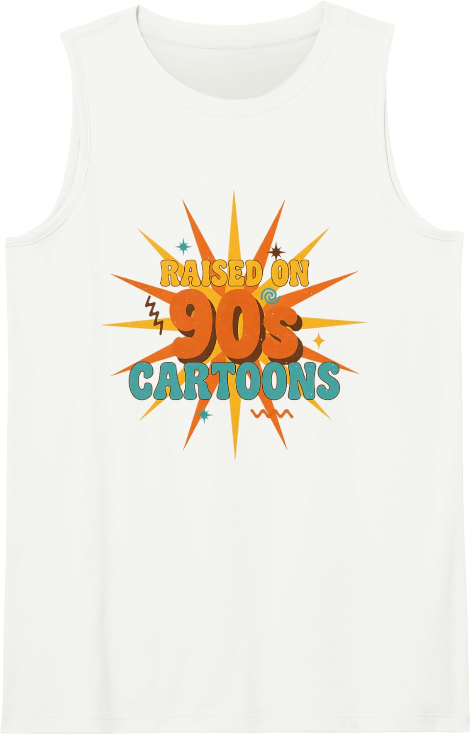 Raised On 90s Cartoons Pop-Art Retro 90s Funny Tank Top - White