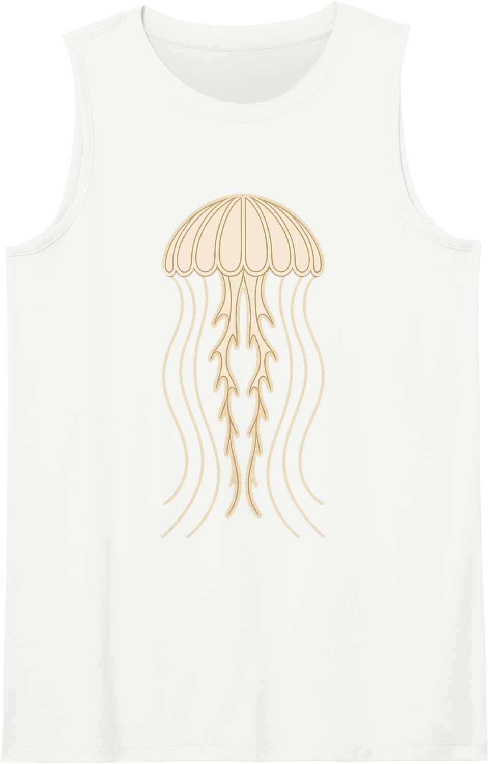 Minimalist Line Art Jellyfish Sea Creature Sleeveless Tank Top - White