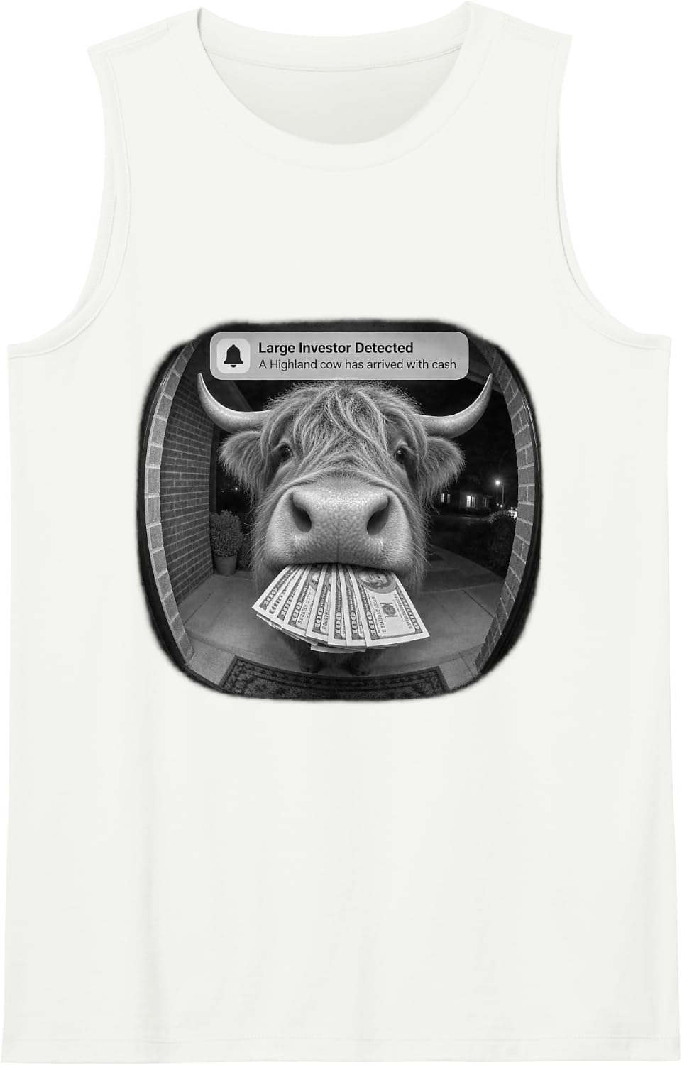 There is Motion At Your Front Door Meme Highland Cow Sleeveless Tank Top - White