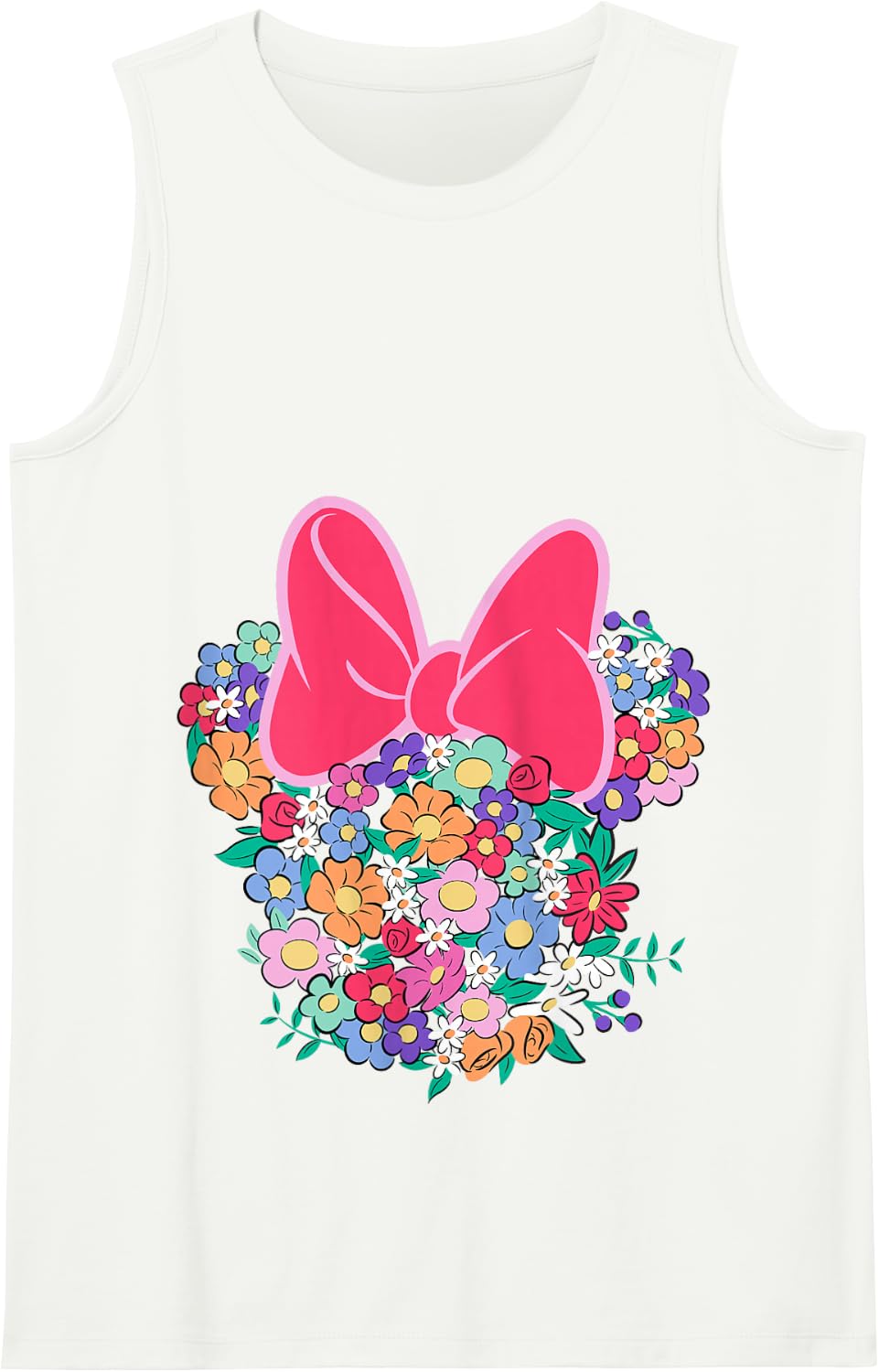 Disney Minnie Mouse Ears and Bow Made with Colorful Flowers Tank Top - White
