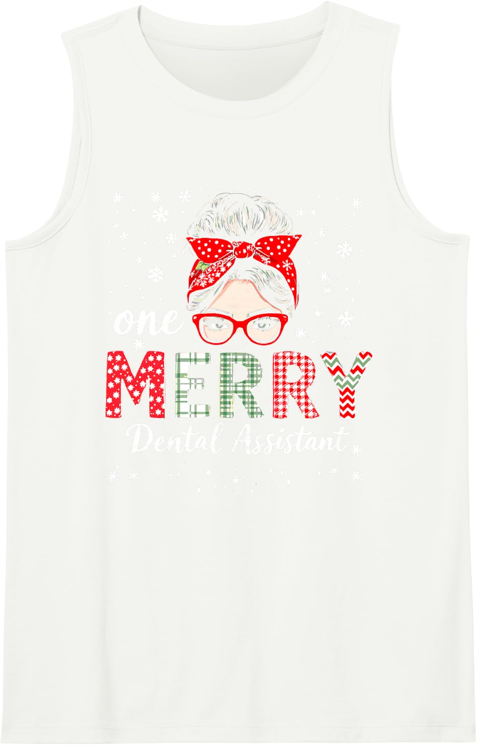 One Merry Dental Assistant Christmas Xmas Funny Holidays Tee Sleeveless Tank Top - White