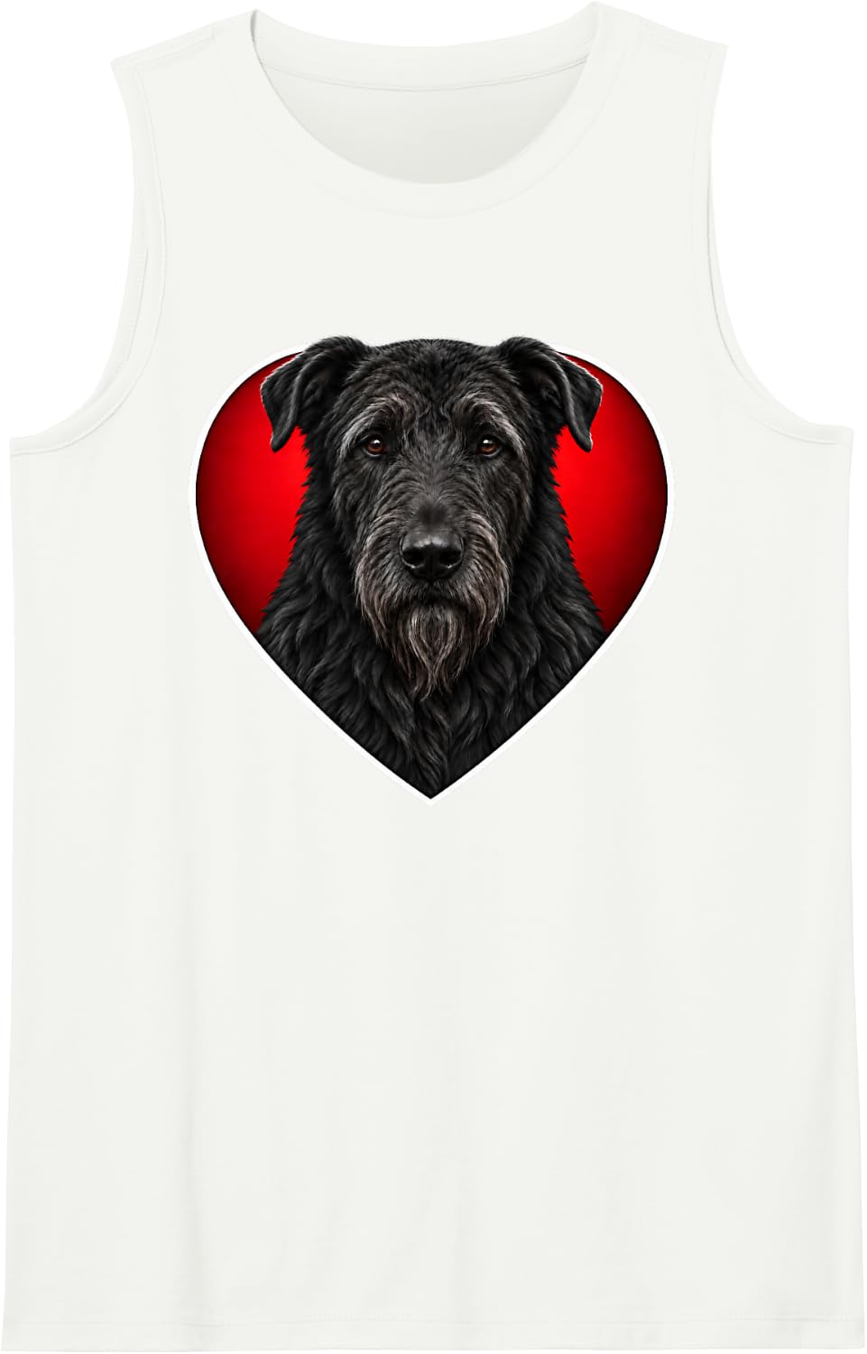 Black Irish Wolfhound Heart Sleeveless Tank Top - White