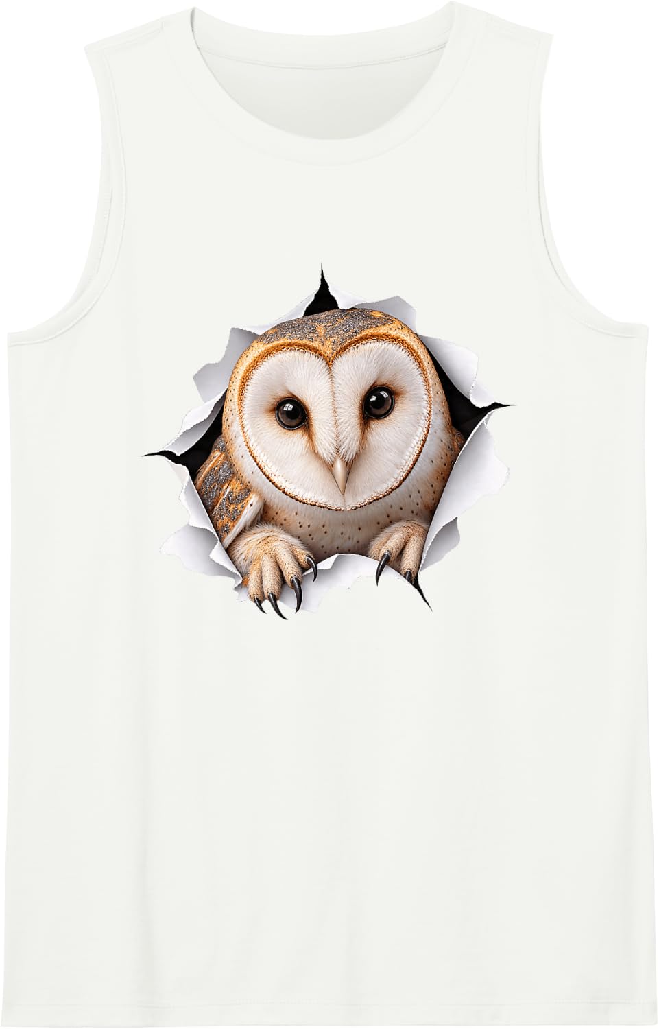 Funny Barn Owl Peeking Cute Zoo Animal Lover Sleeveless Tank Top - White