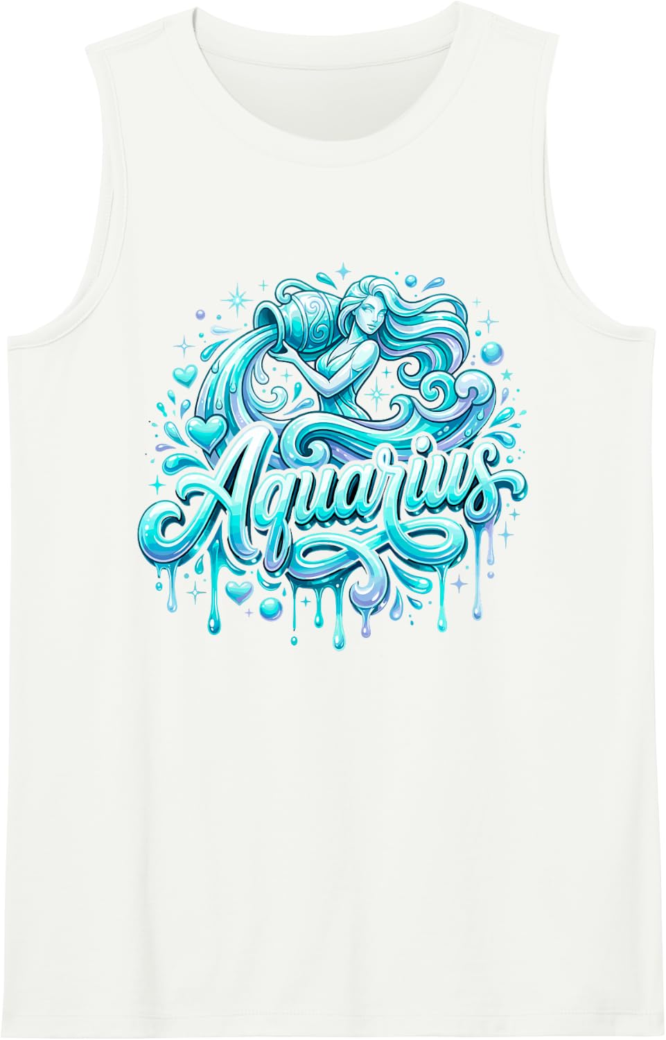 Aquarius Zodiac Sign Astrology Horoscope Astrological Symbol Tank Top - White