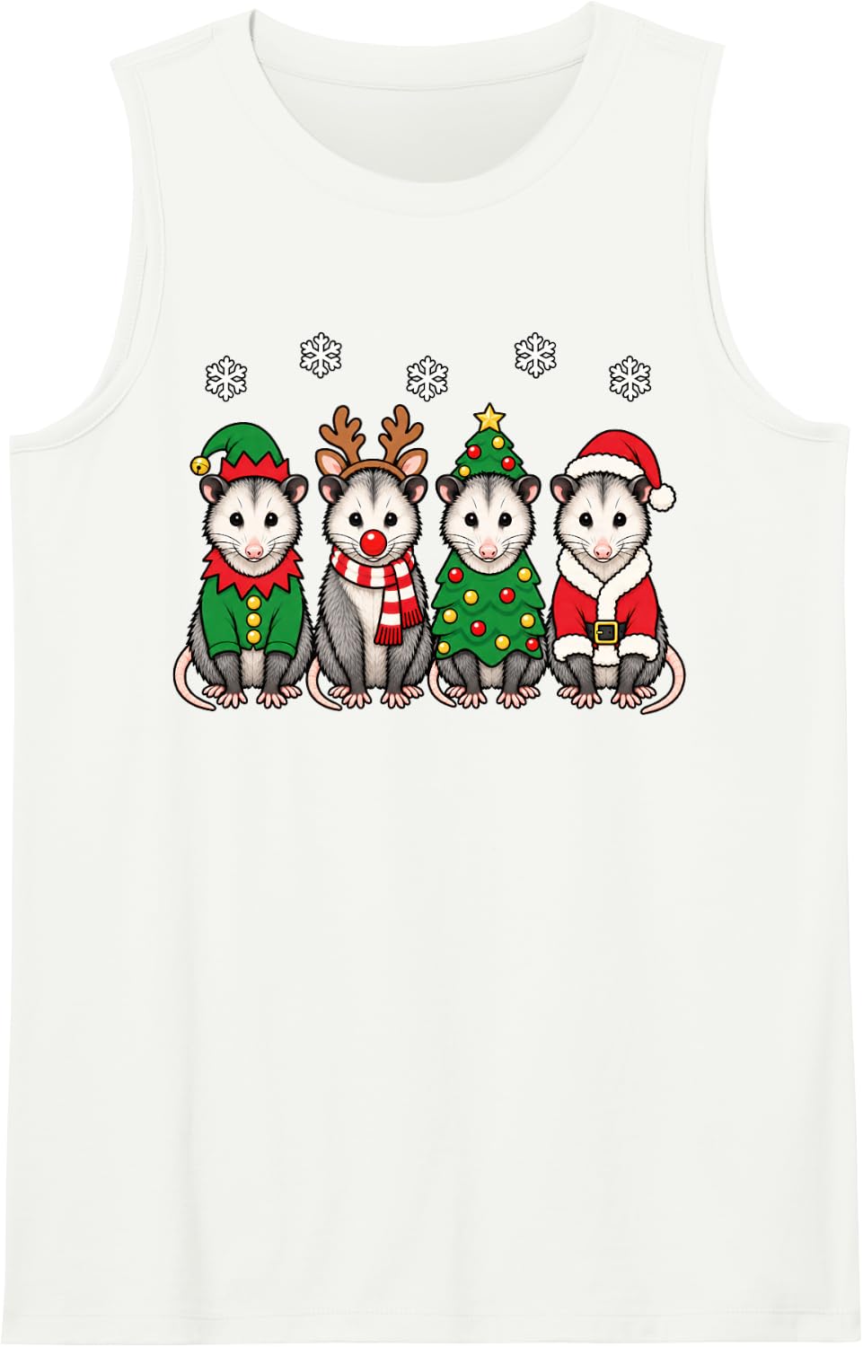 Opossum Christmas Reindeer Santa Possum Sleeveless Tank Top - White