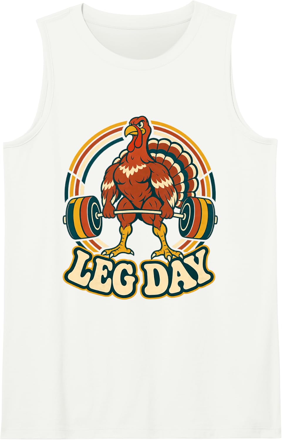 Leg Day Turkey Deadlifting Retro Thanksgiving Gym Workout Sleeveless Tank Top - White