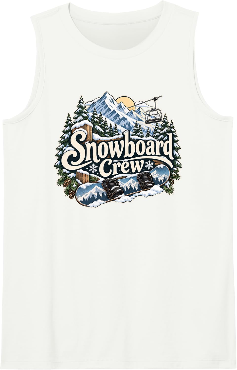 Snowboard Crew Mountain Winter Sports Snowboarding Rider Sleeveless Tank Top - White