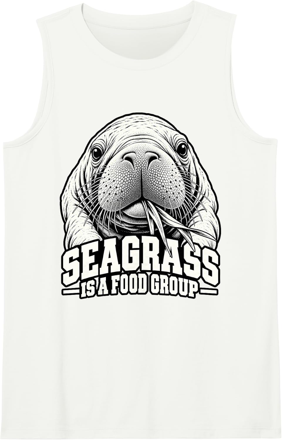 Manatee Seagrass is A Food Group Funny Florida Wildlife Sleeveless Tank Top - White