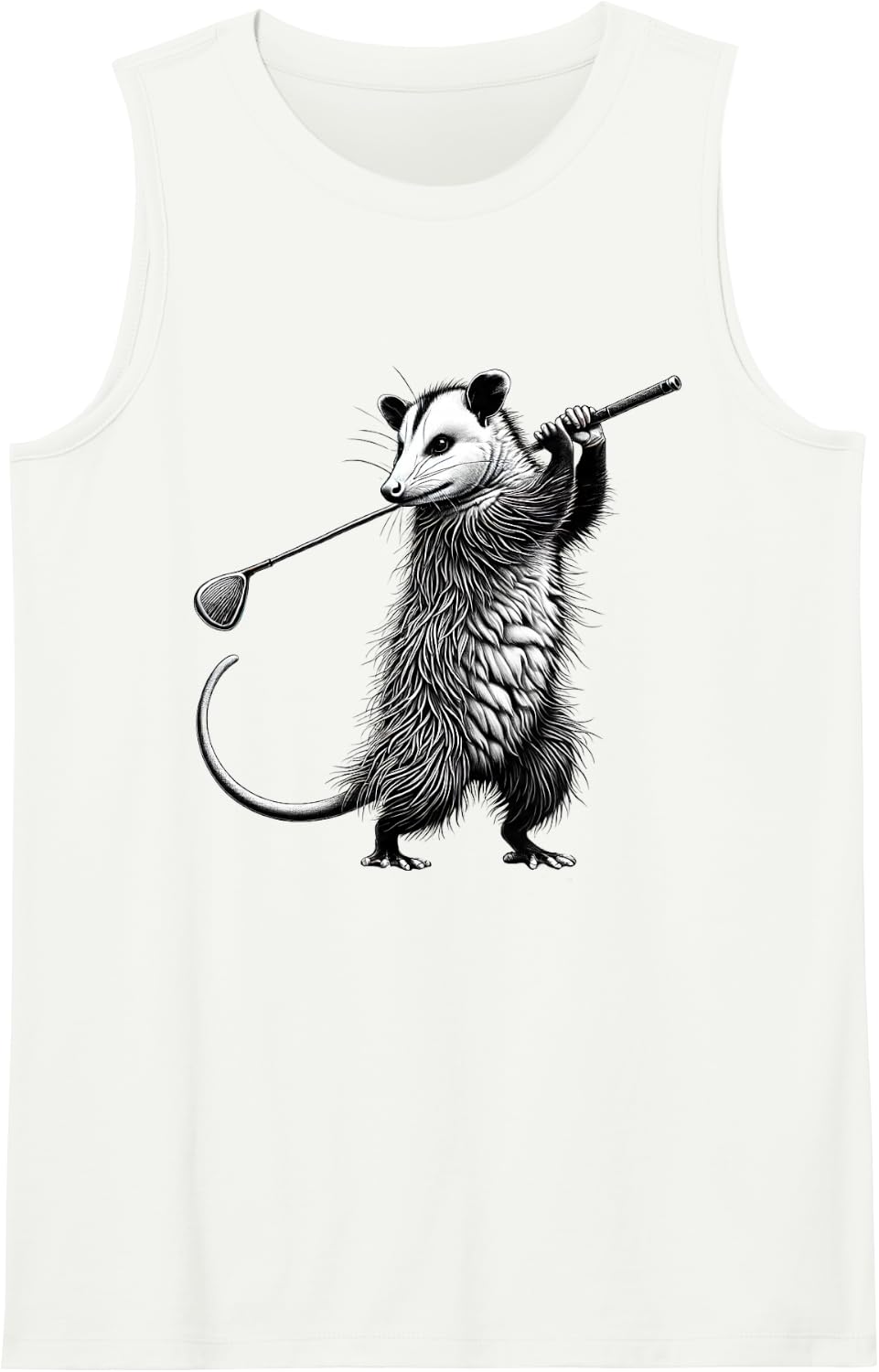 Vintage Possum Playing Golf Opossum Lover Golfer Sleeveless Tank Top - White