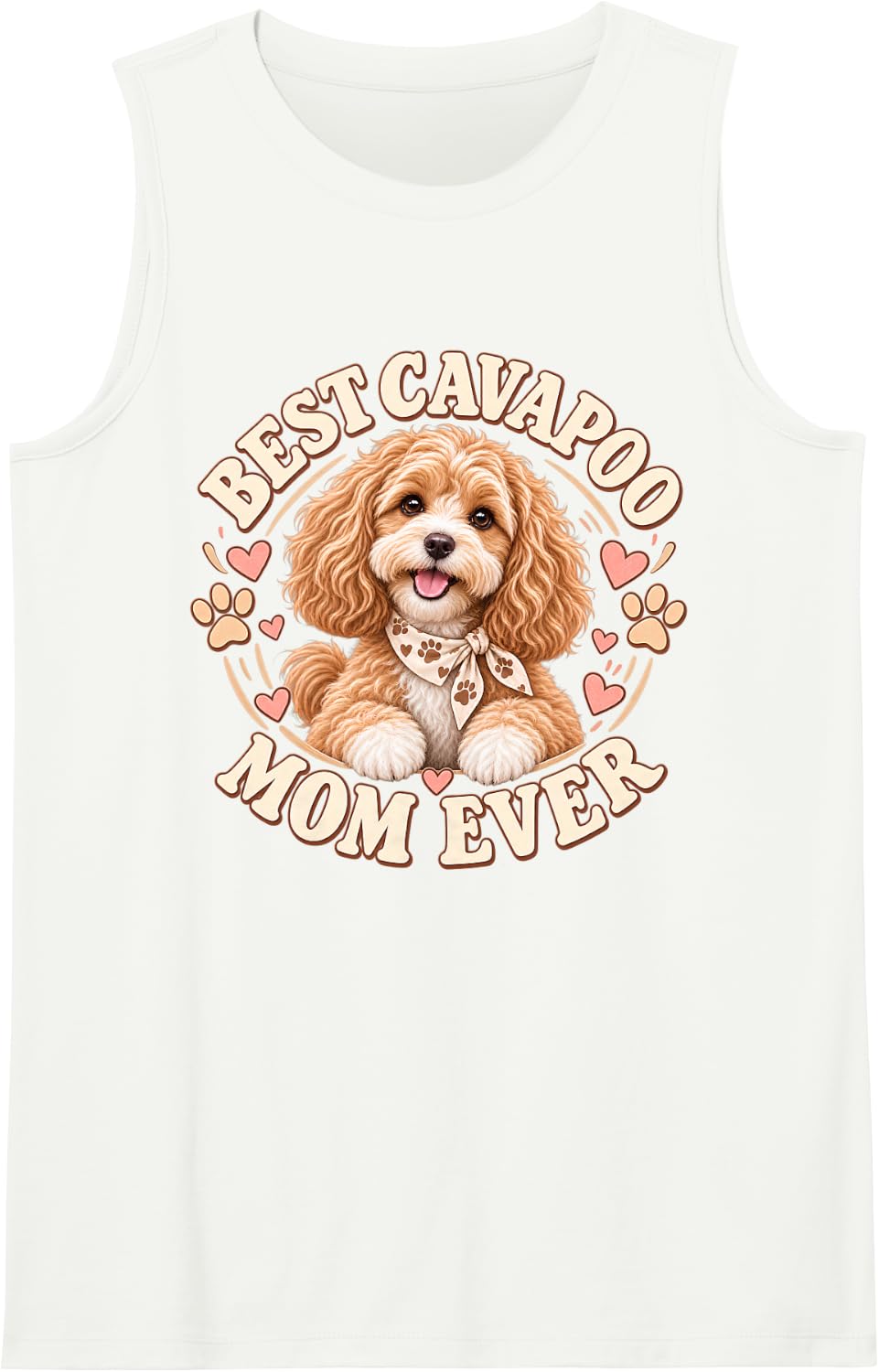Best Cavapoo Mom Ever Cute Dog Lover Retro Design Sleeveless Tank Top - White
