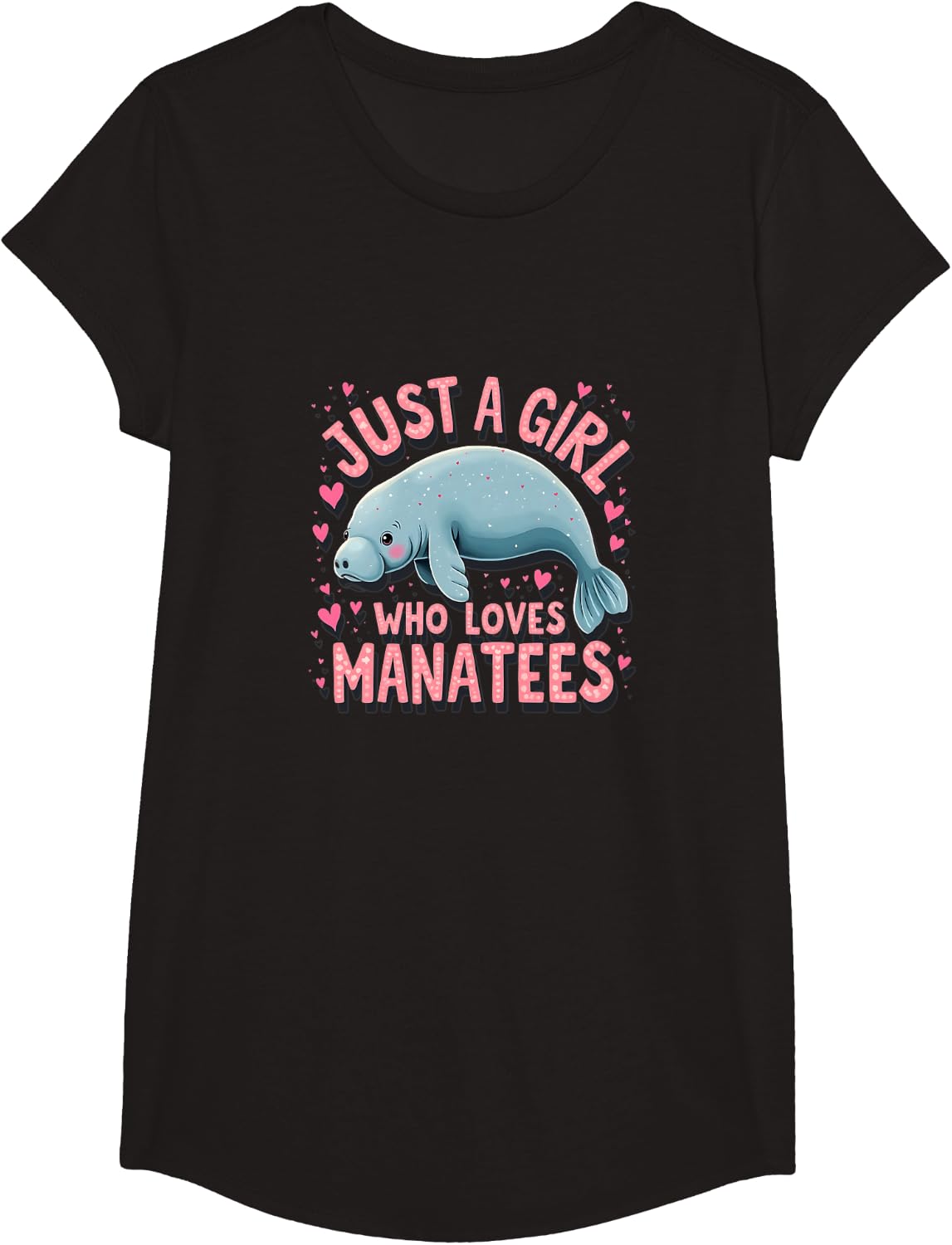 Just A Girl Who Loves Manatees T-Shirt - Girls Black
