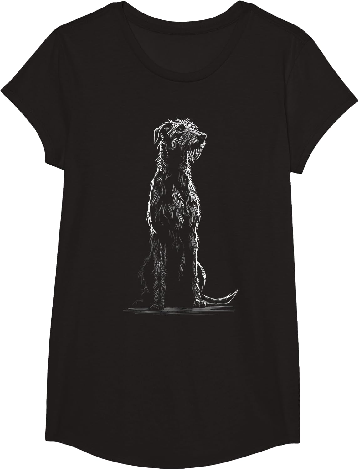 Irish Wolfhound Dog Pet Cartoon Cool T-Shirt - Girls Black