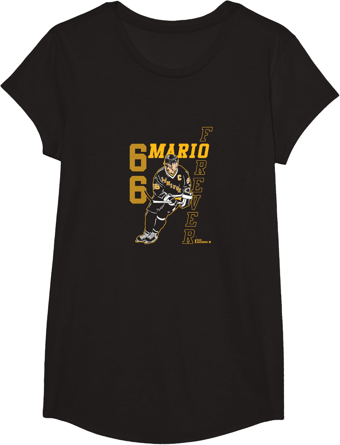 Mario Lemieux - Mario 66 - Pittsburgh Hockey T-Shirt - Girls Black
