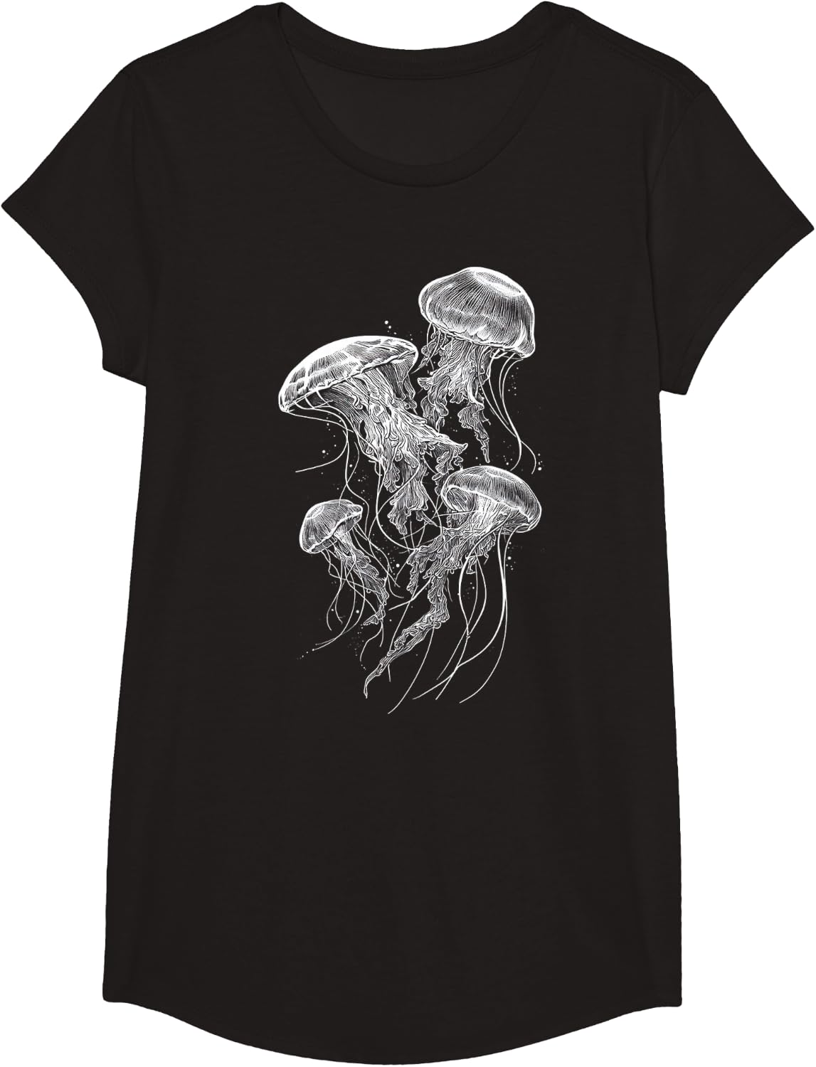 Jellyfish Animal Lover Motif Ocean T-Shirt - Girls Black