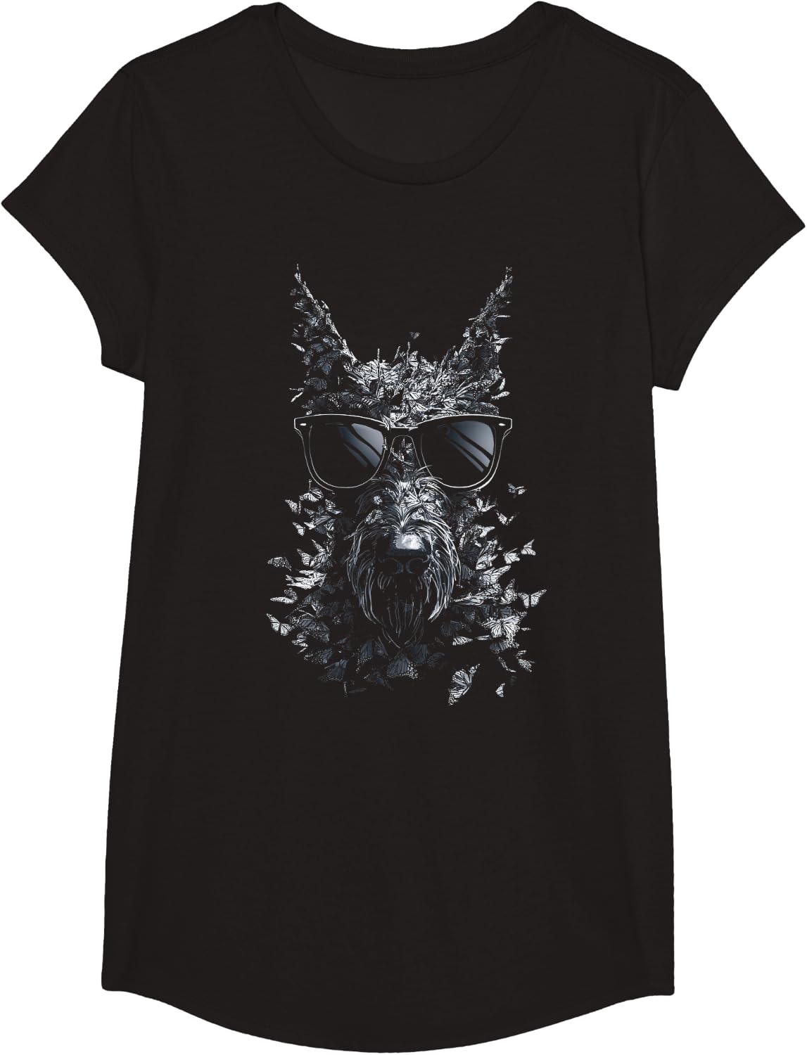 Sunglasses Art Irish Wolfhound Dog T-Shirt - Girls Black