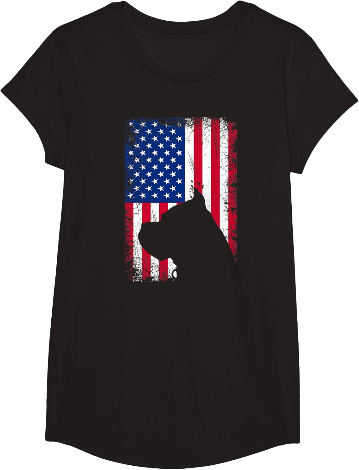 Patriotic Cane Corso American Flag July 4th T-Shirt - Girls Black