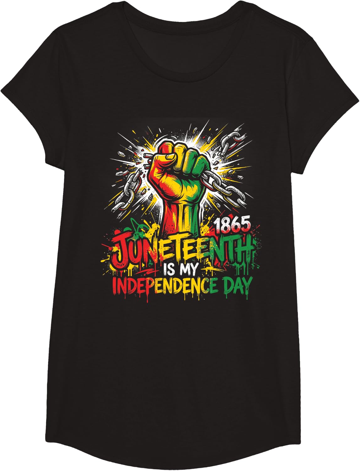Juneteenth 1865 is My Independence Day Black History Freedom T-Shirt - Girls Black