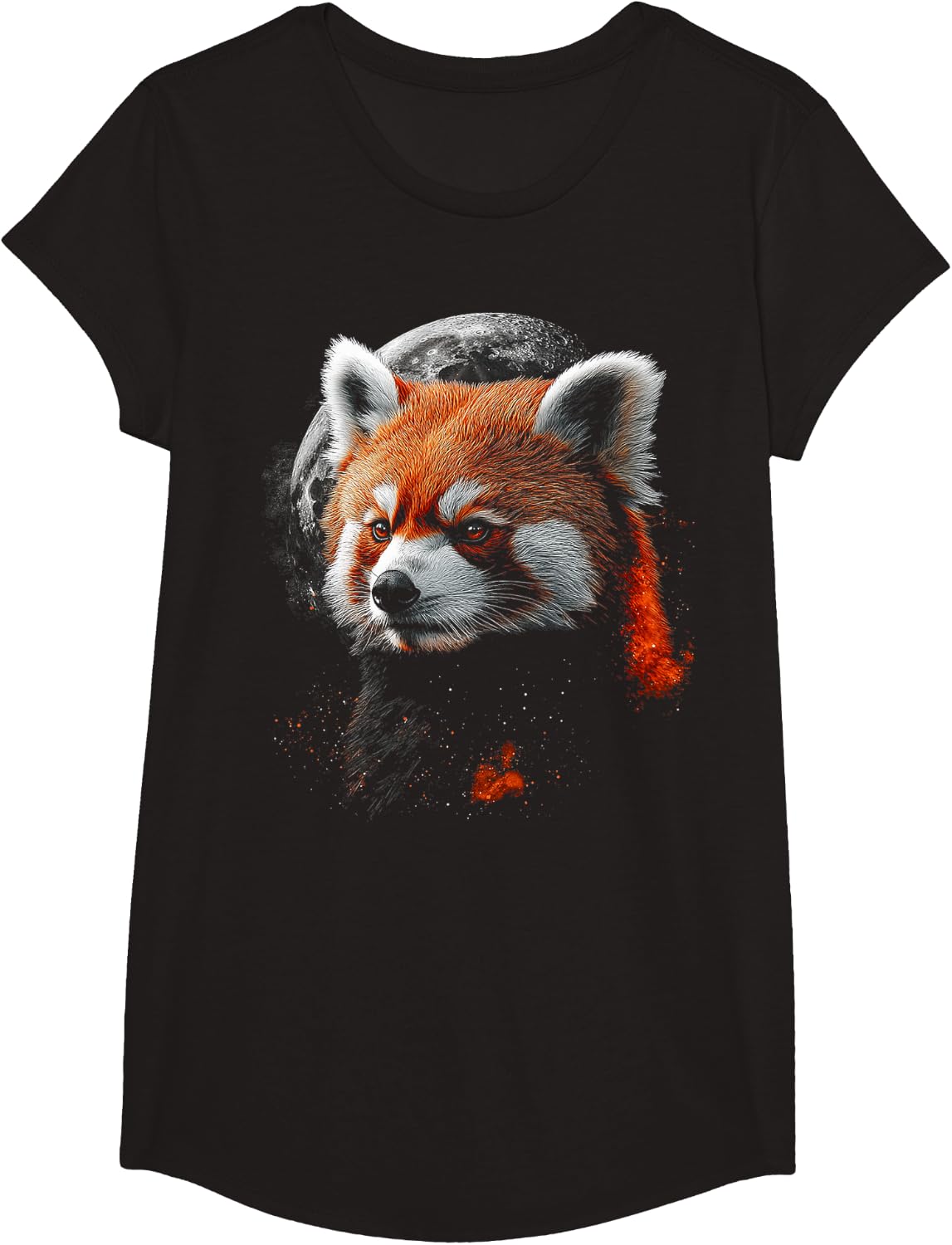Red Panda Face Motif Animal Lover Art Red Panda T-Shirt - Girls Black