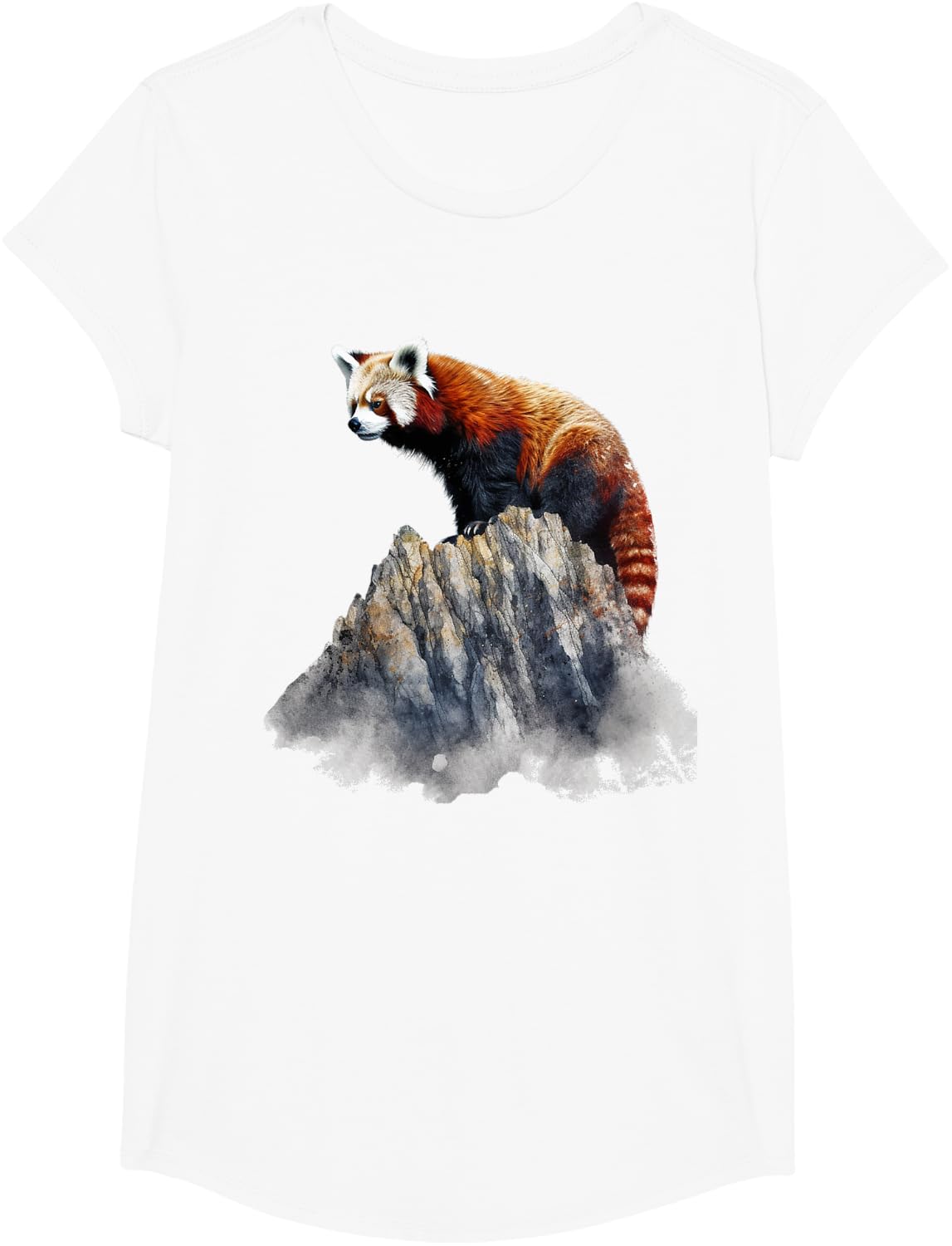 Red Panda Mountains Art - Animal Landscape Panda T-Shirt - Girls White