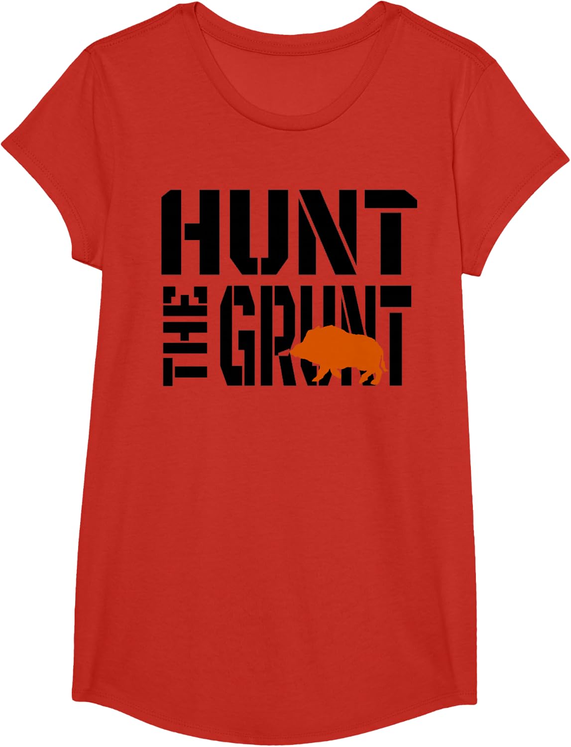 Hunting Wild Hog Hunt The Grunt Shirt T-Shirt - Girls Red
