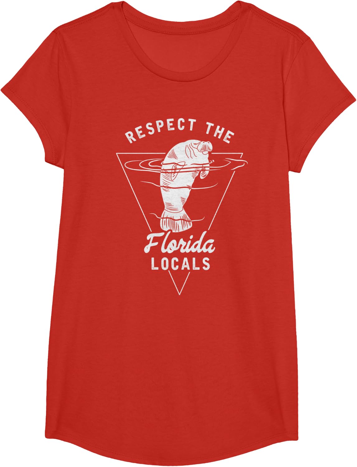Respect The Florida Locals - Funny Manatee T-Shirt - Girls Red