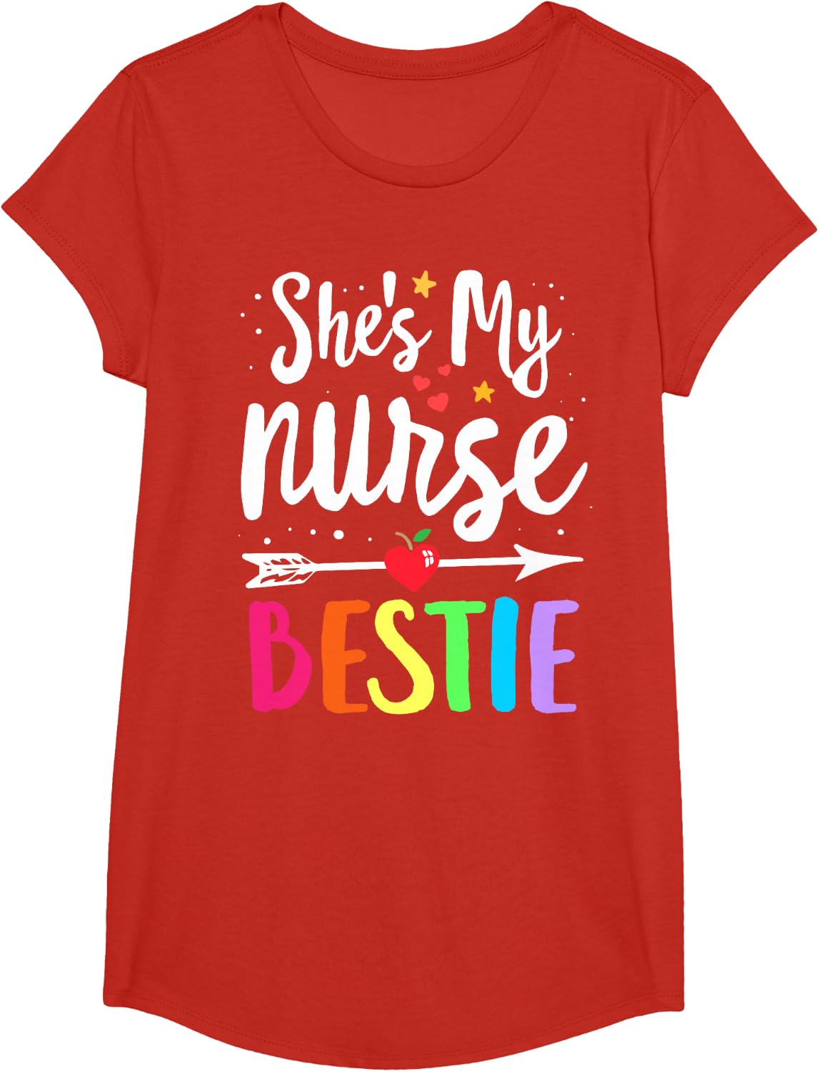 Matching School Nurses Best Friend She's My Nurse Bestie T-Shirt - Girls Red