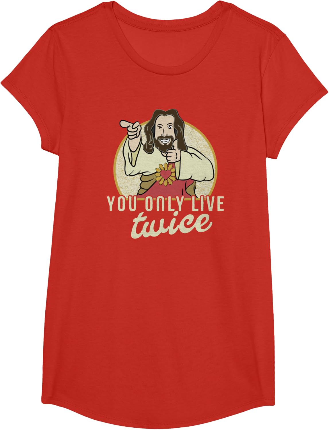 Jesus You Only Live Twice Funny Easter T Shirt T-Shirt - Girls Red