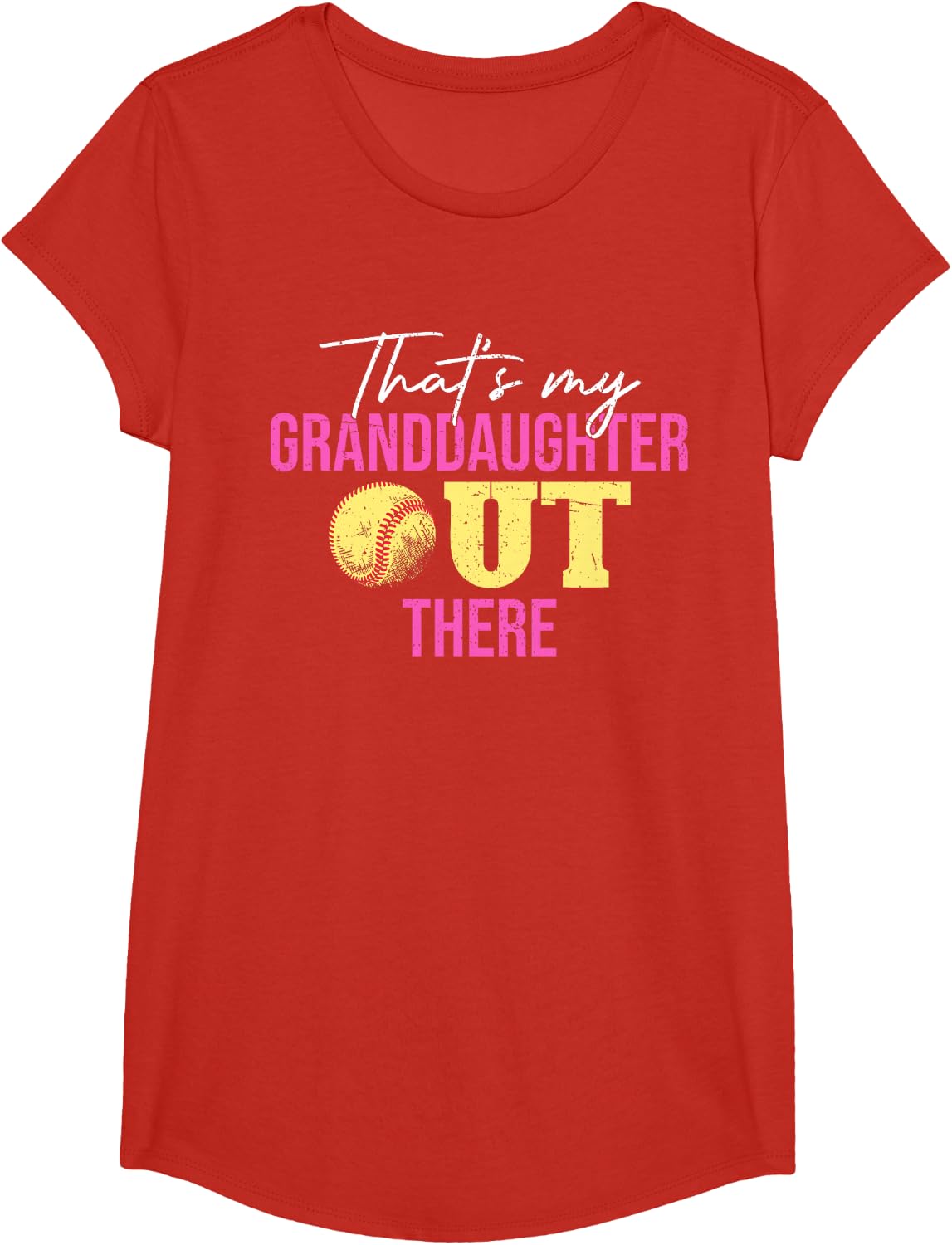 Thats My Granddaughter Out There Grandparents Softball T-Shirt - Girls Red