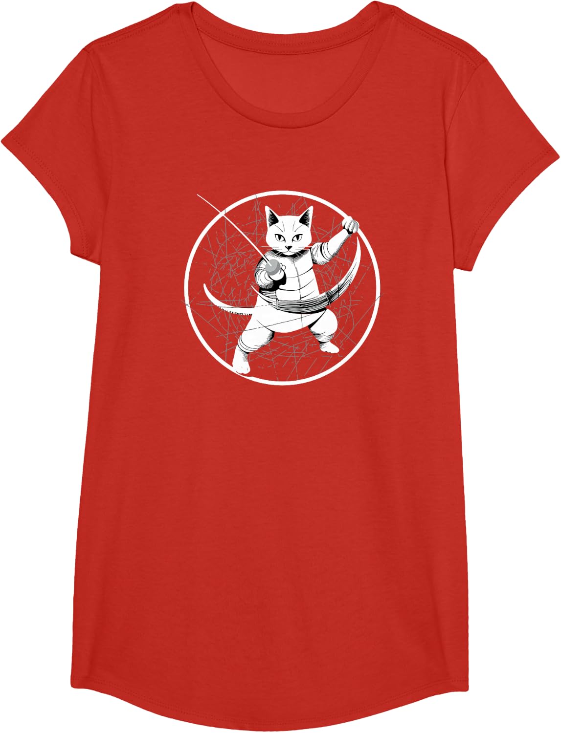 Fencing Game gamer fencer sport fencing Cat T-Shirt - Girls Red