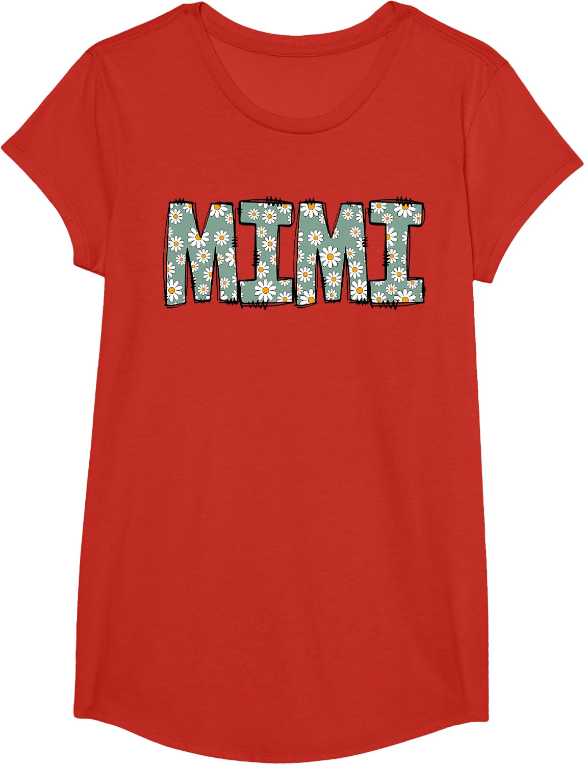 Retro Mimi Colorful Flowers Groovy Daisy Flower T-Shirt - Girls Red