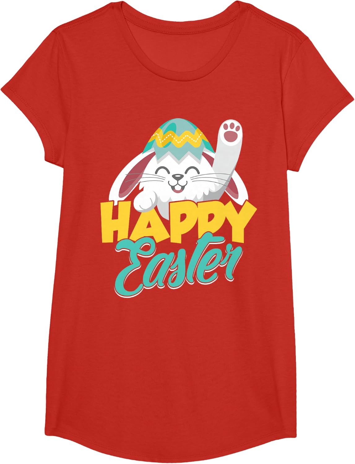 Happy Easter Egg Easter Bunny Easter Party Sayings T-Shirt - Girls Red
